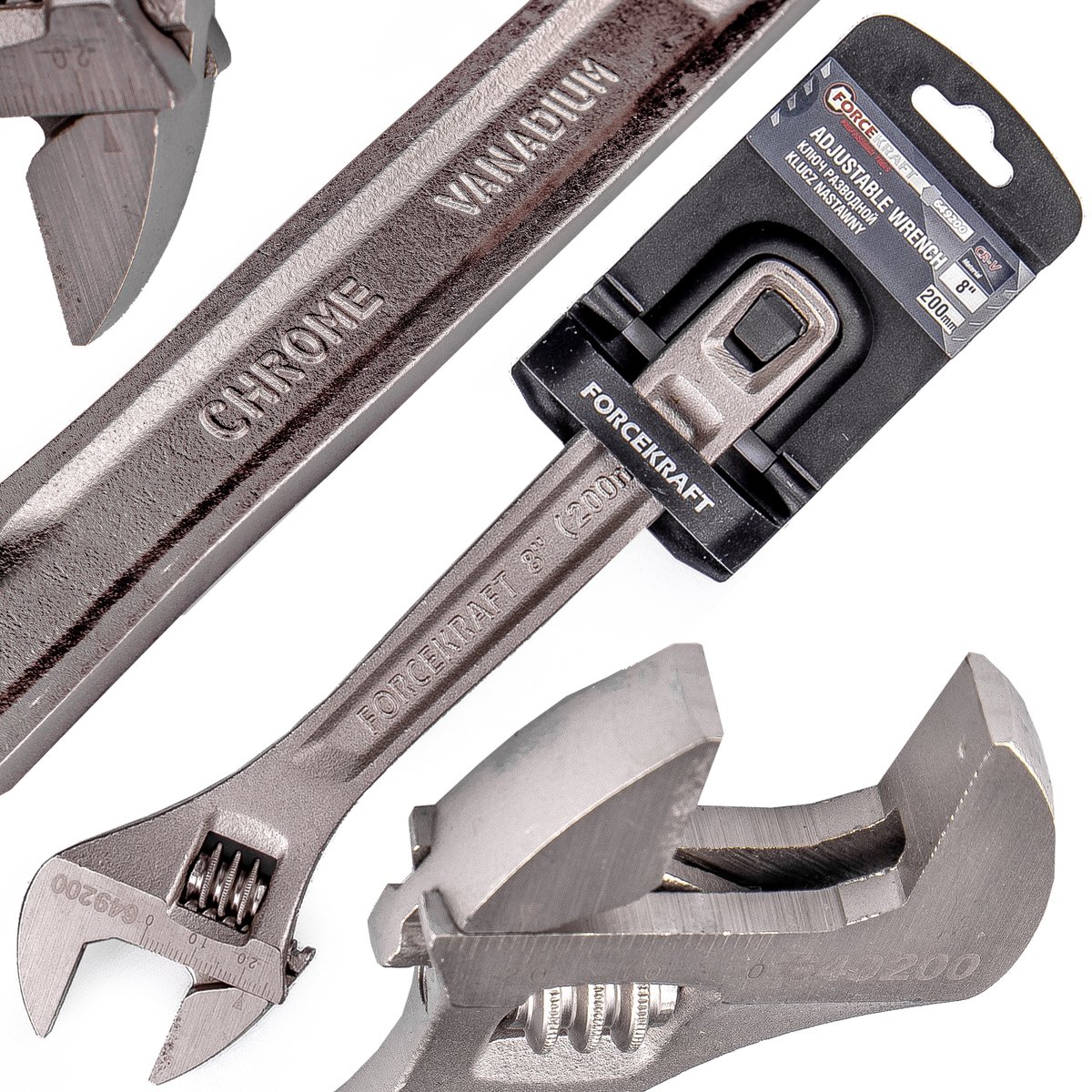 Forcekraft FK-649200 - Verstelbare Moersleutel - 200mm - Mechanisme Dop - Hoogwaardige Kwaliteit