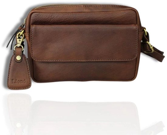 Sac à Bandoulière en Cuir Marron Foncé Sara