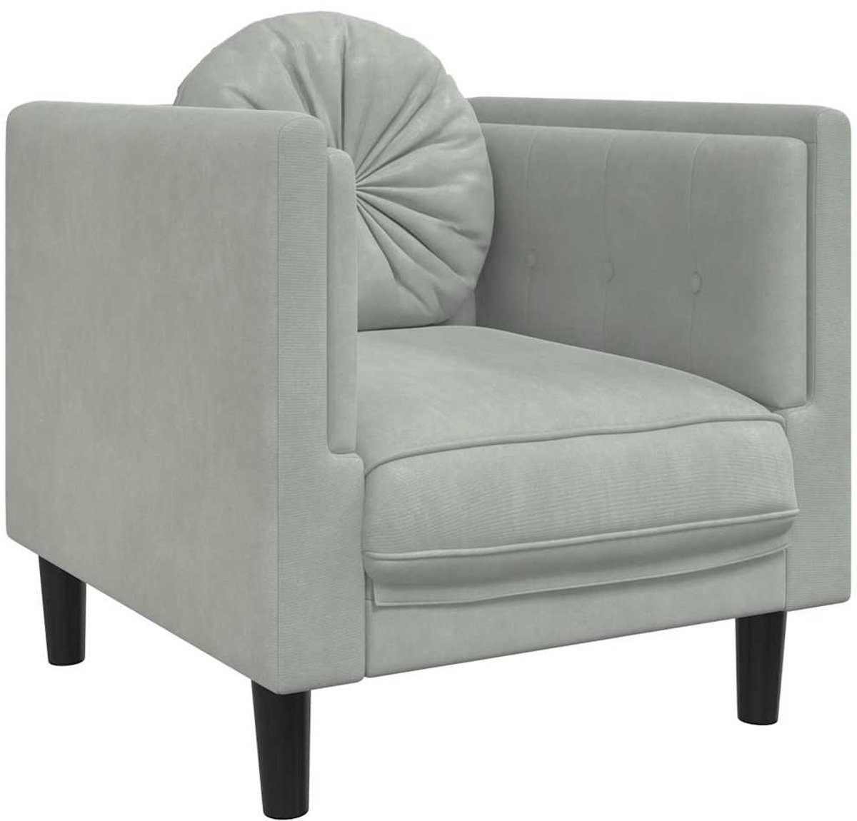 GranMaison Fauteuil - Relaxzetel - Relaxstoel - Relaxfauteuil - Stoel - Met armleuning - Voor één Persoon - Fluweel - Lichtgrijs