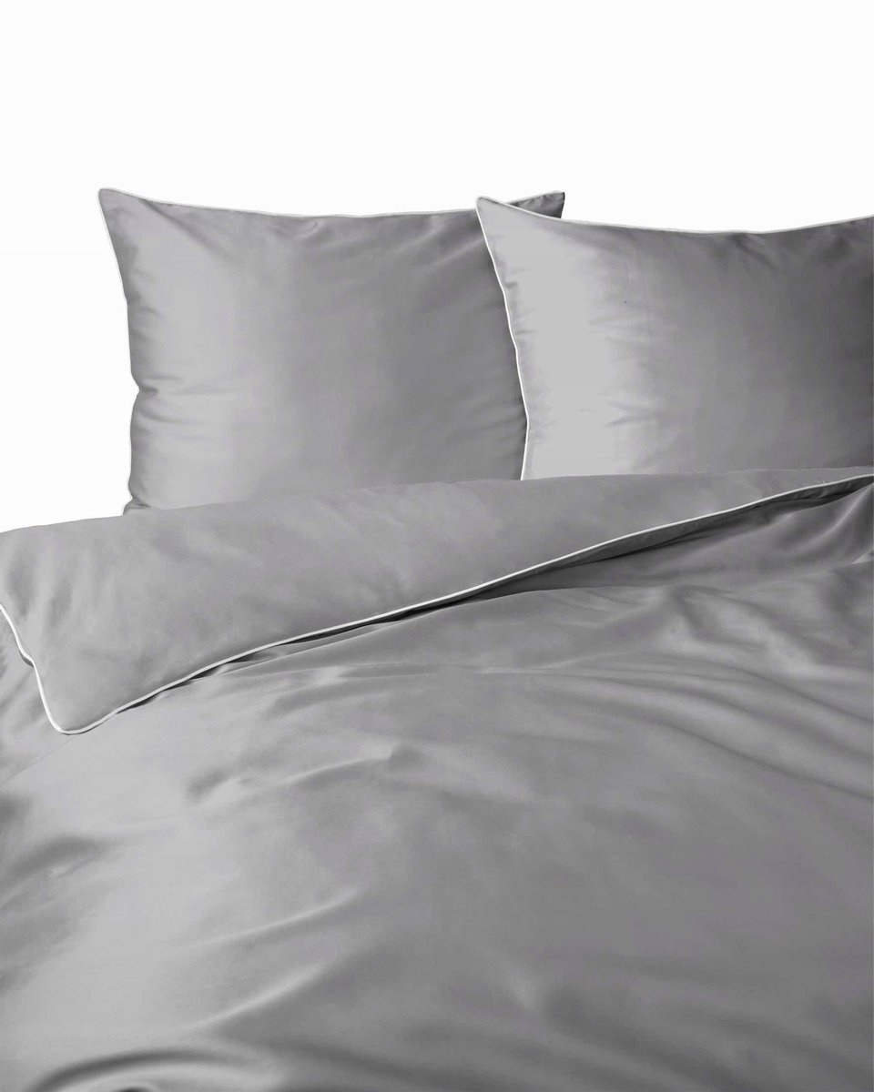 Dekbedovertrek Satin 180x200cm Jasgrijs met Paspel Mako Satin