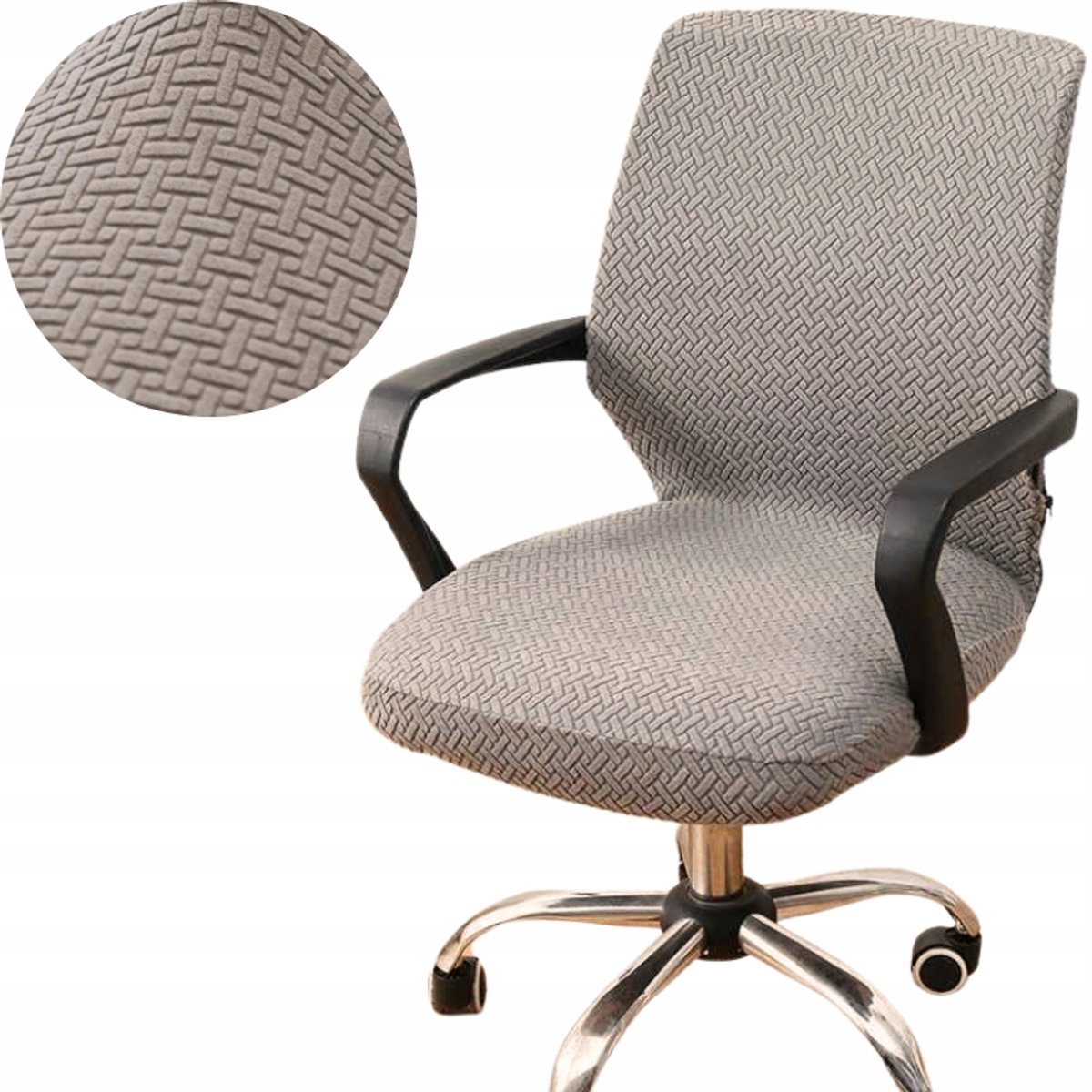 Elastische Stoelhoes Bureau Draaistoel Visgraat Beige Maat M