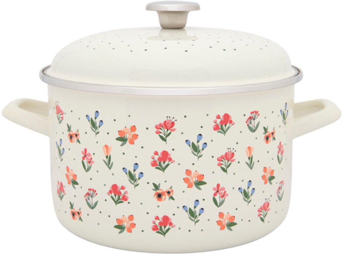 Emmerpot 24cm 6,75L Jasno-Crème 'Bloemen'