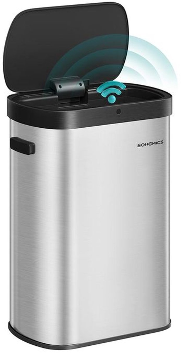 Automatische prullenbak – 50 liter – Sensorbediening – Softclose deksel – Zilver