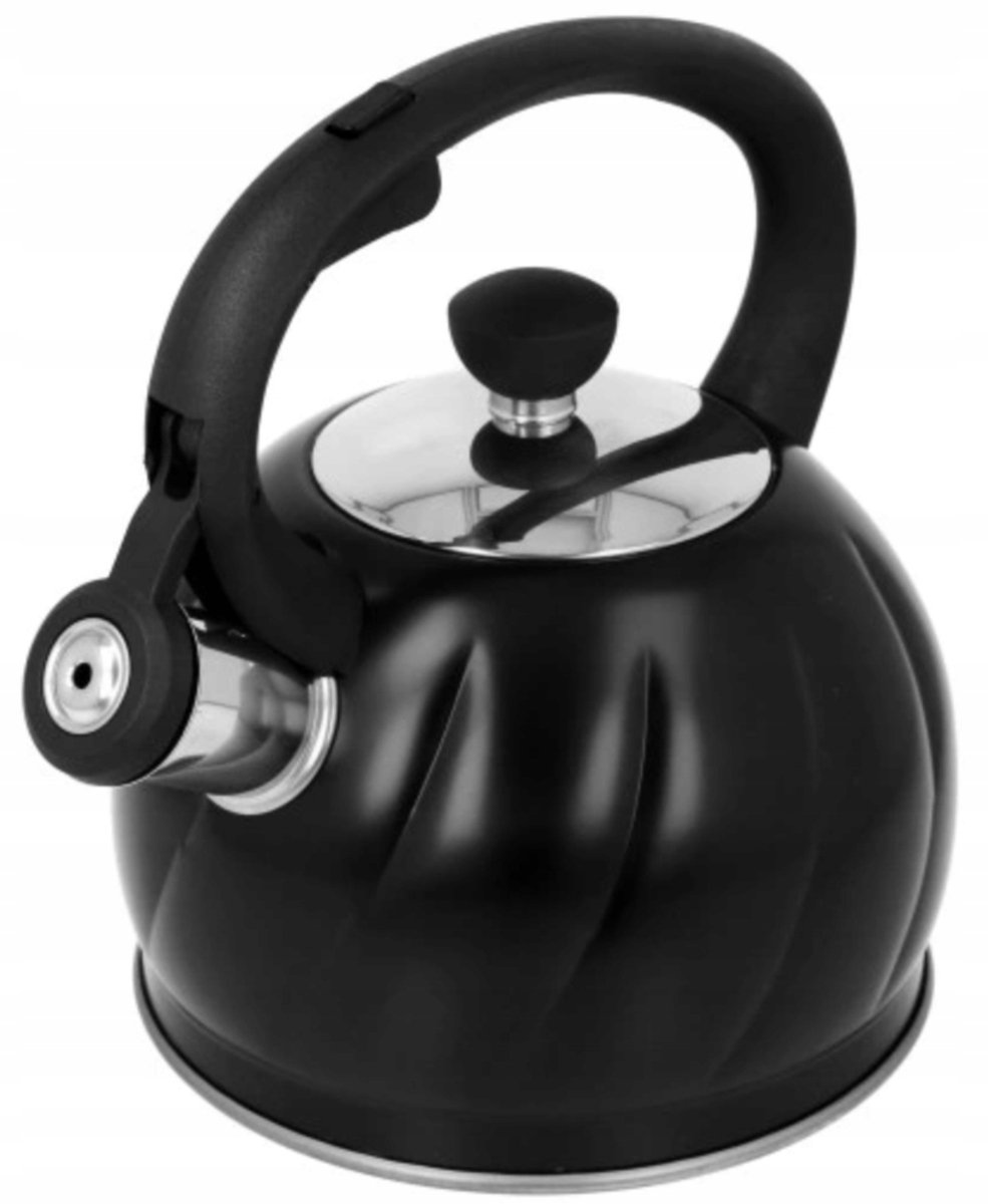 Merkloze zwarte inductieketel met fluitje - 1,8L