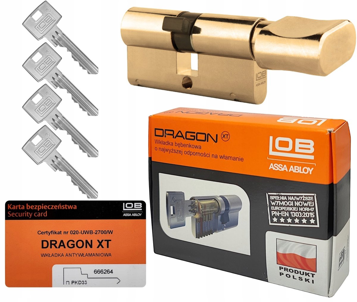 Lob Dragon XT Cilinder met Knop 40/50mm Messing - Veiligheidsklasse C