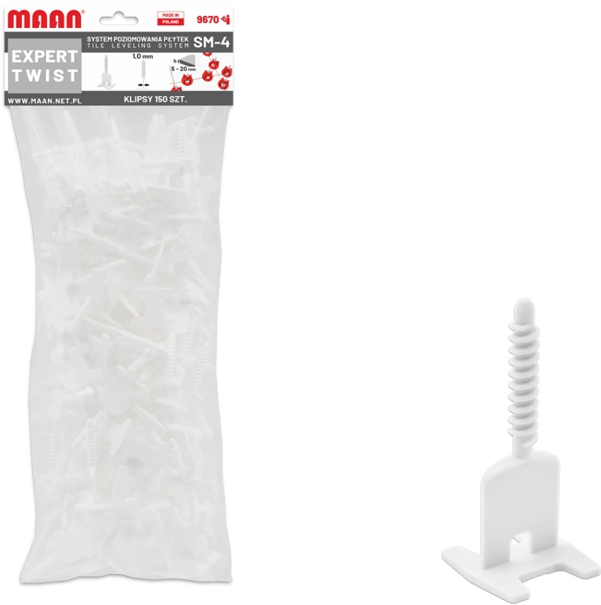 SM-4 EXPERT TWIST tegelnivelleringssysteem - 150 clips - voeg van 1 mm
