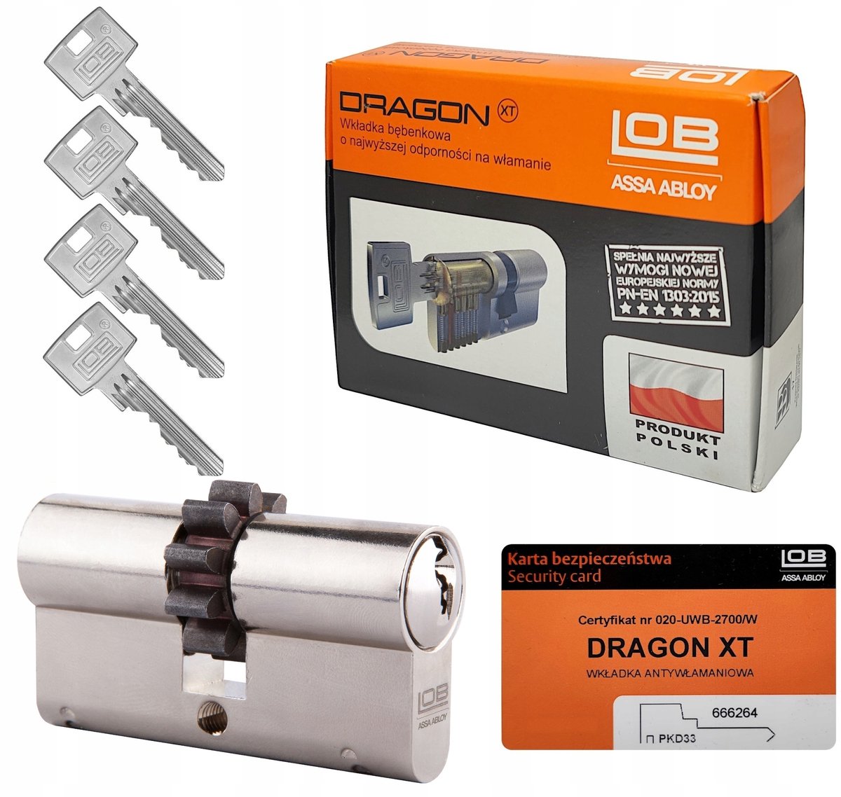 Lob Dragon XT Cilinder 30/40mm met Tandwiel, Nikkel