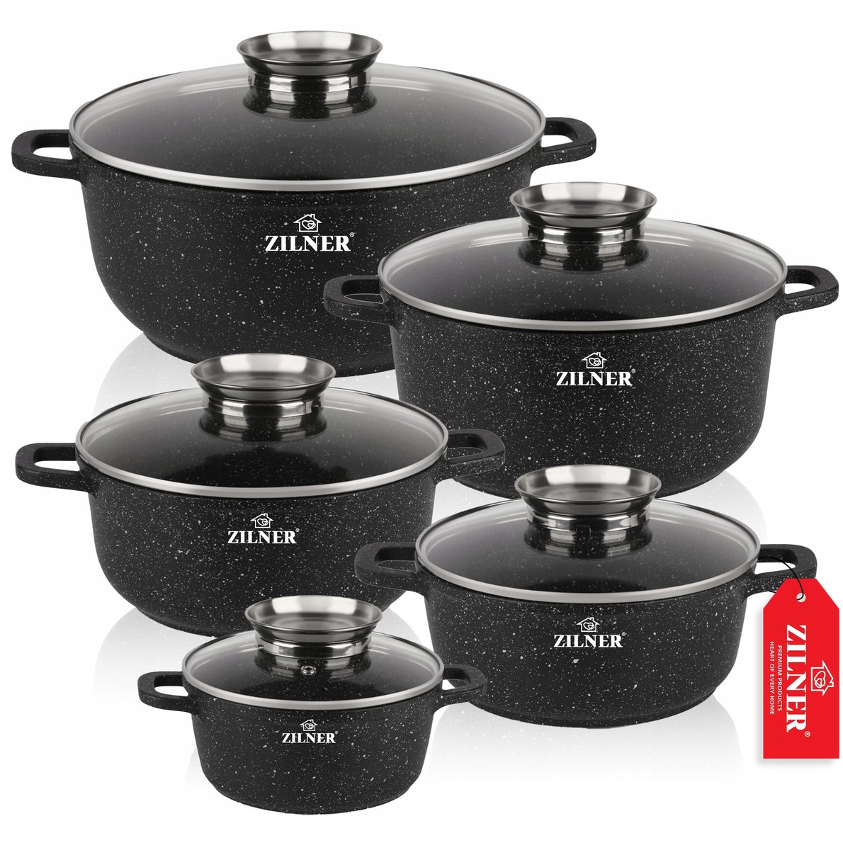 Zilner Marmite Set 10 Delen - Inductie & Gas - Ø16-26cm