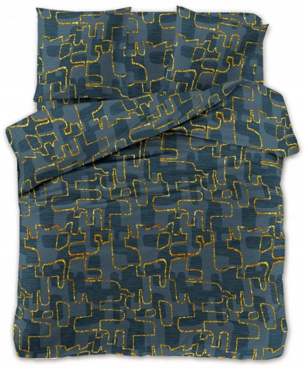 Dekbedovertrek Microvezel 160x200 - Geometrisch Patroon - Navy