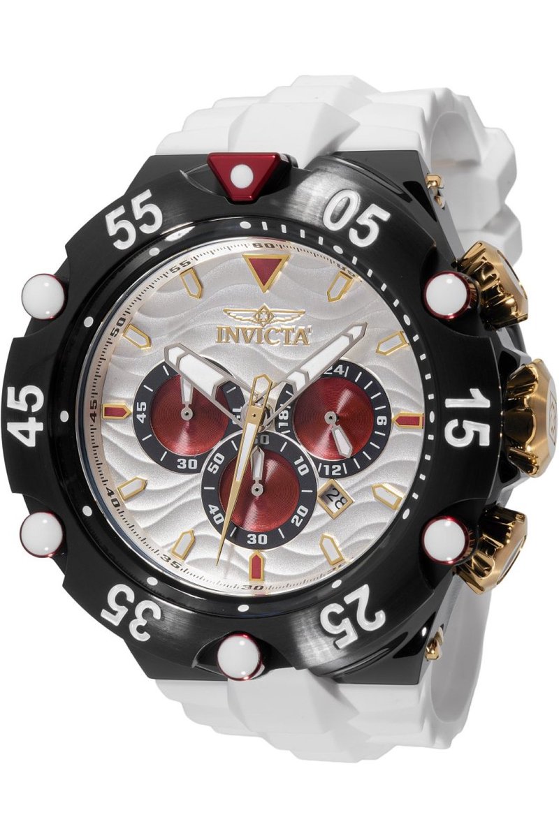 Invicta Subaqua 48546 Heren Horloge - Waterdicht - Analoog - Quartz Uurwerk - Roestvrij Staal met witte Wijzerplaat - 54mm