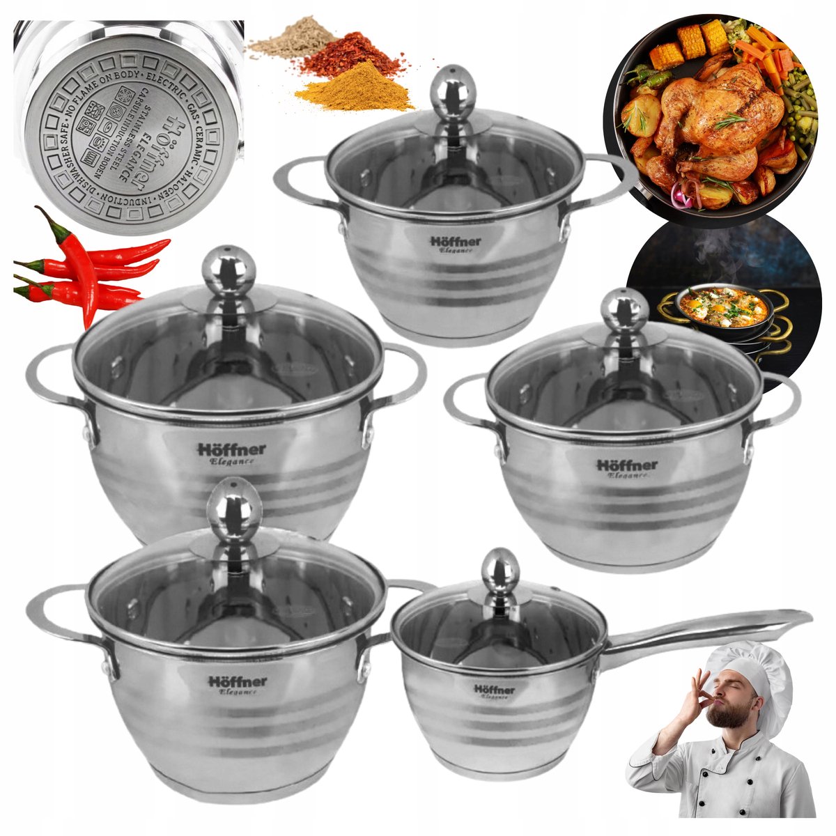 10-delige RVS Pannenset 16-24cm met Steelpan - Geschikt voor Inductie