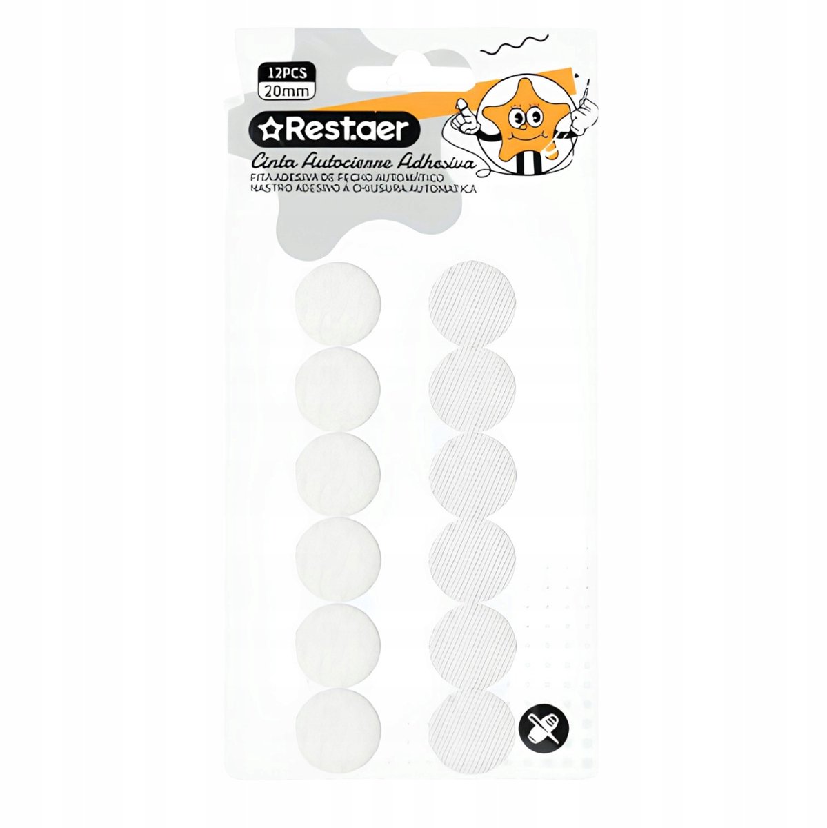 Zelfklevende Ronde Klittenbandjes Wit 2 cm - 12 stuks