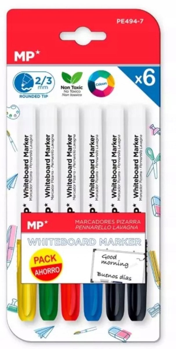 MP Whiteboard Markers Set - 6 Kleuren