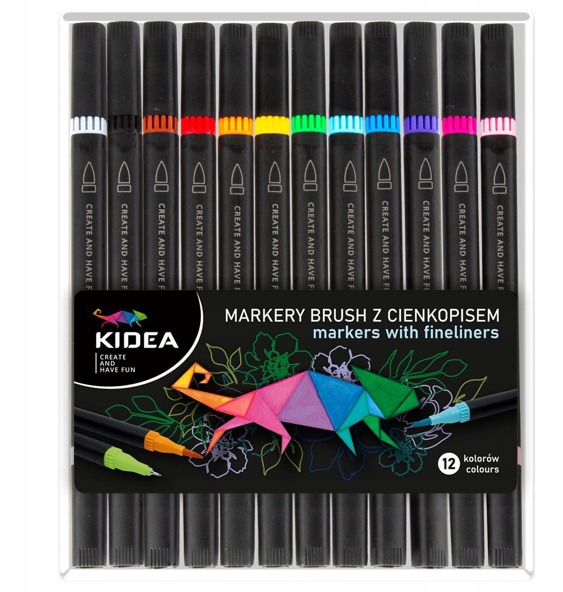 Kidea Brush Markers 12 Kleuren - Dubbelzijdig Tekenen & Kleuren