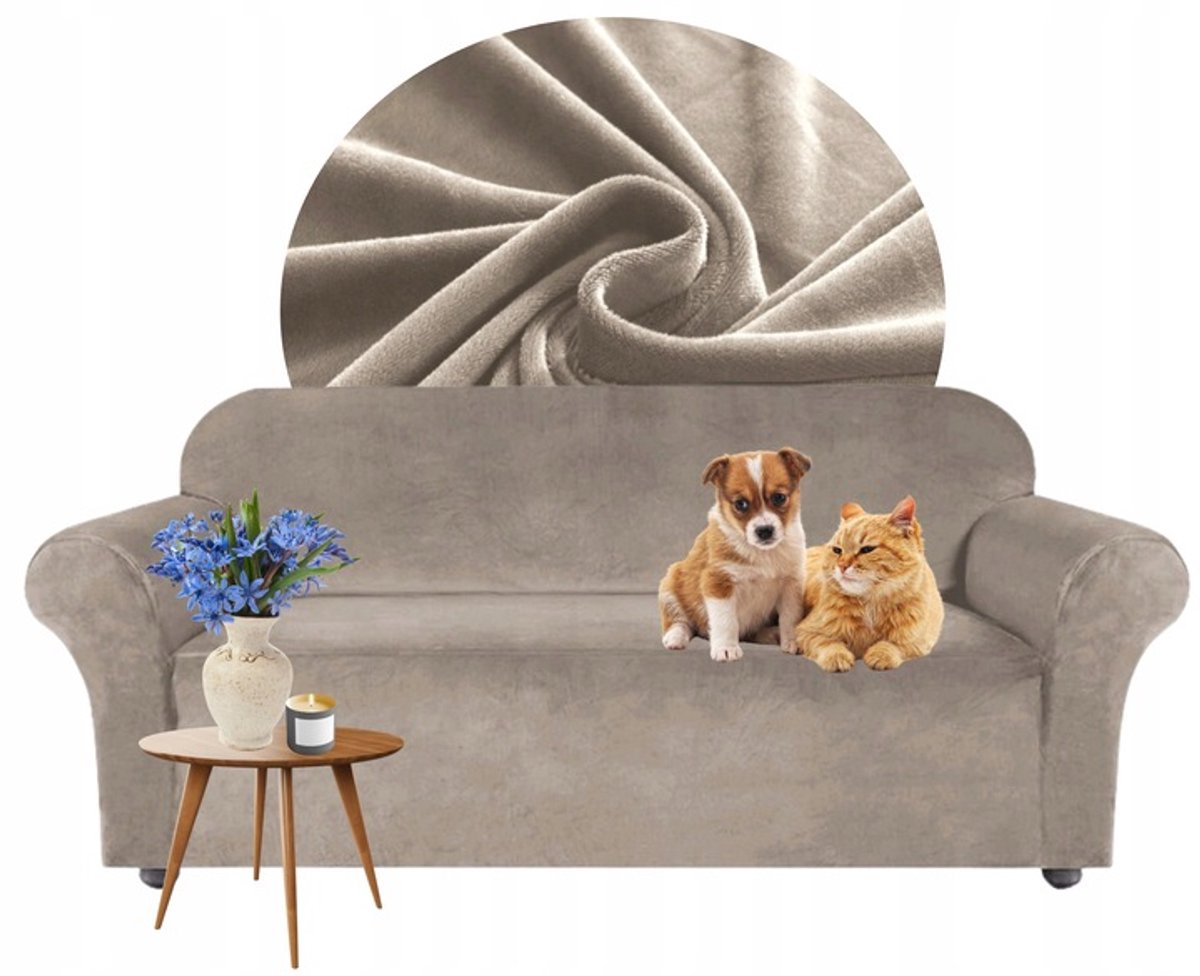 Bankschoenen van elastisch velours - beige - 190-230 cm