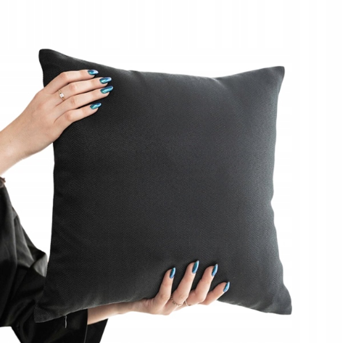 Sierkussens visgraat patroon zwart 40x40 cm