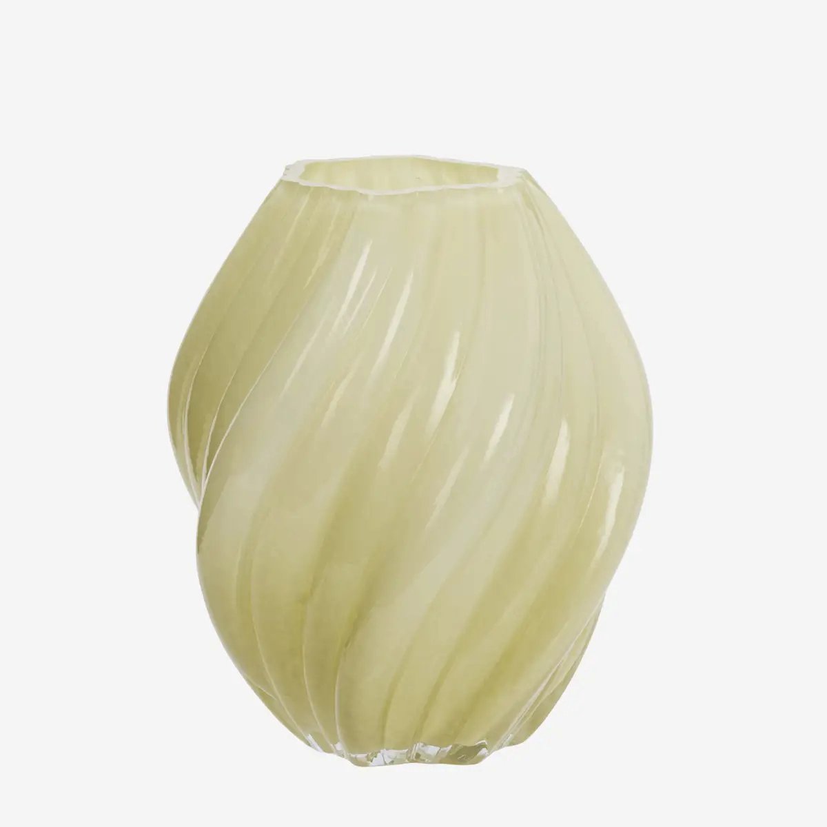 Madam Stoltz - Glazen Vaas Gedraaid Design - Honey Lichtgeel