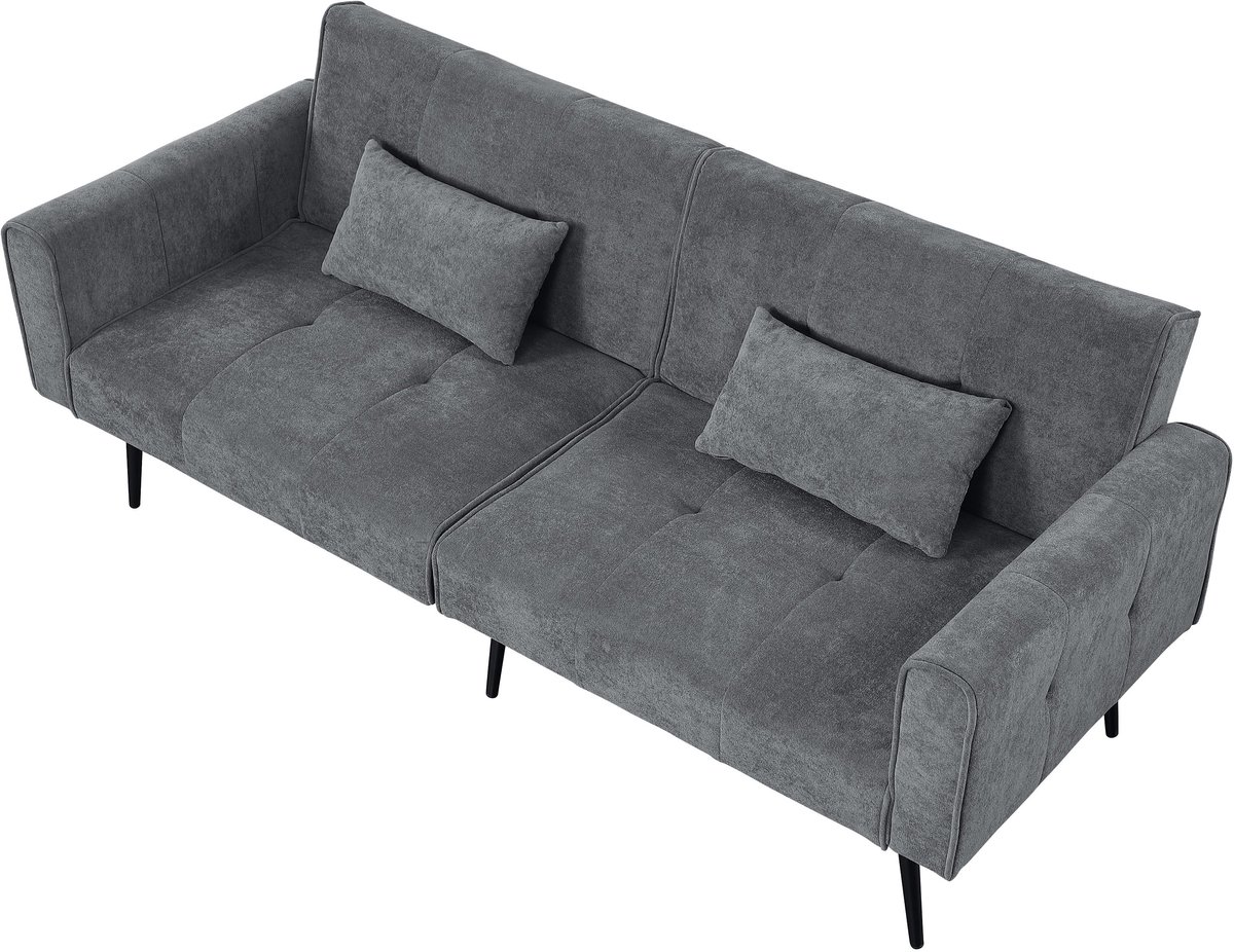 Merax Convertible Slaapbank 3 Zits Opklapbare Futon Met Verstelbare Rugleuning Stoffen Sofa Bed Voor Woonkamer Slaapkamer Kantoor Of Klein Appartement Grijs