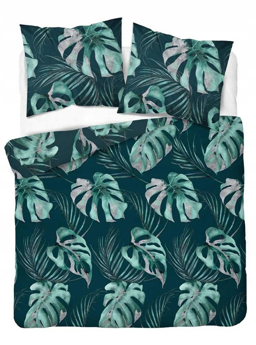 Dekbedovertrek Satijn 180x200cm Zeegroen Monstera Bladeren