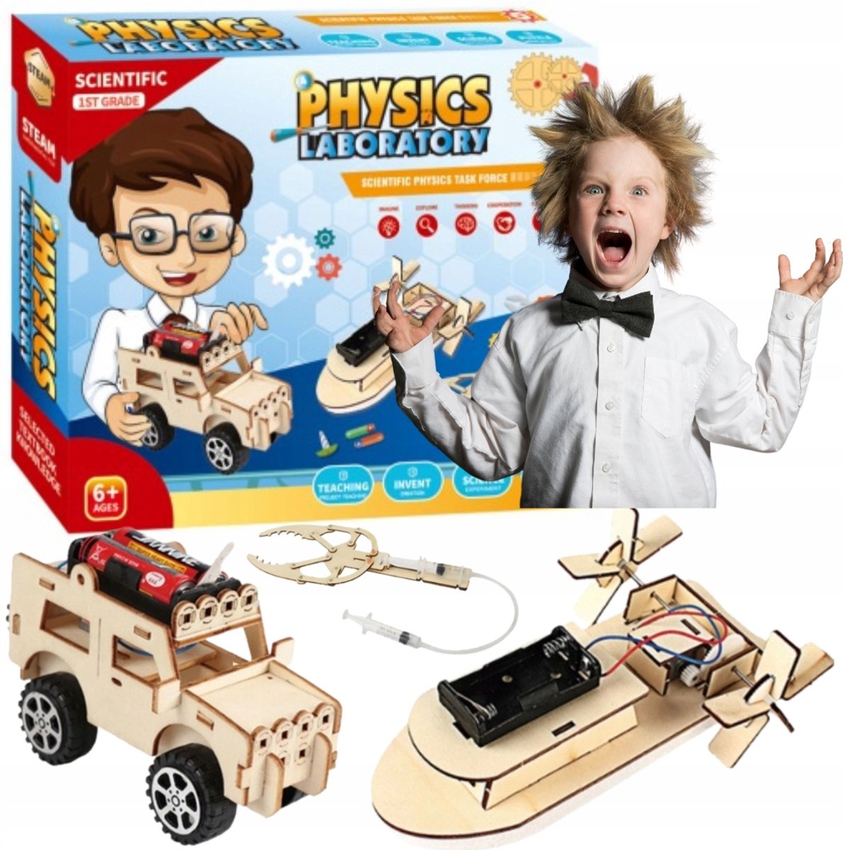 Wetenschapskit voor Kinderen: Boot, Jeep & Hydraulische Arm