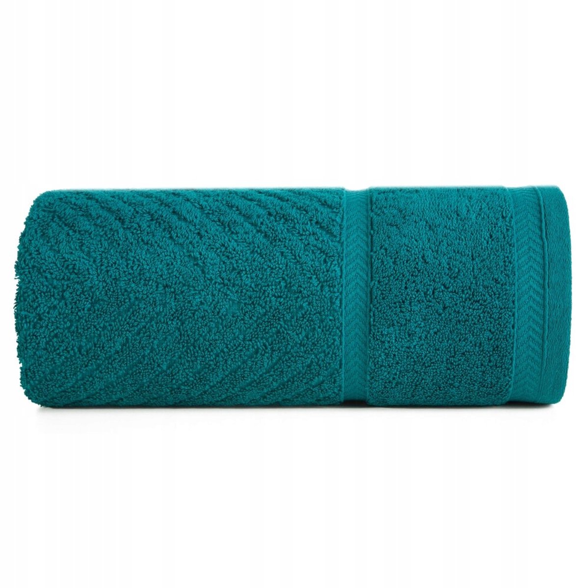 Turquoise badhanddoek 70x140 cm met geometrisch patroon