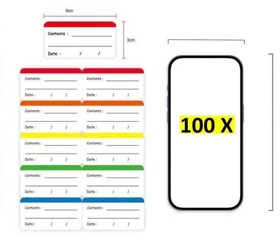 Actie4you® - Set Van 100 Gekleurde Labels - Diepvries Stickers - Vriezer & Voedselopslag Labels - Diepvries Etiketten HACCP - Datum Labels - Perfect voor Keukenorganisatie