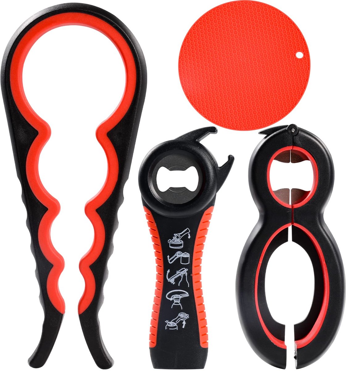 Unyqoos® Multifunctionele set van rubberen openers voor flessen en glazen