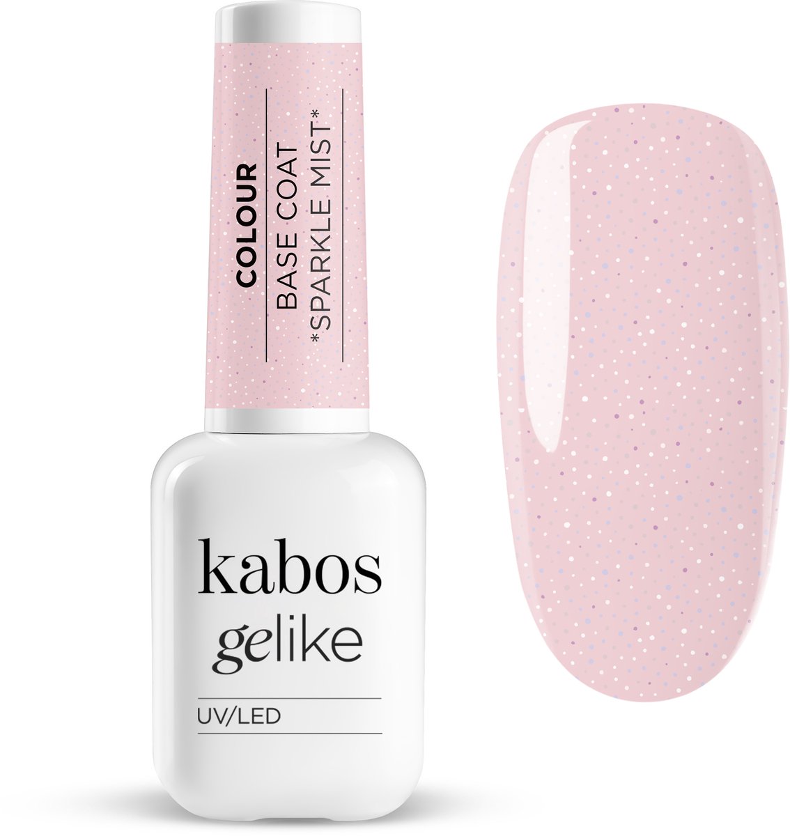 Kabos Kleurrijke hybride basis Gelike Colour Base Coat 2in1 Sparkle Mist / Vonkende mist 10ml