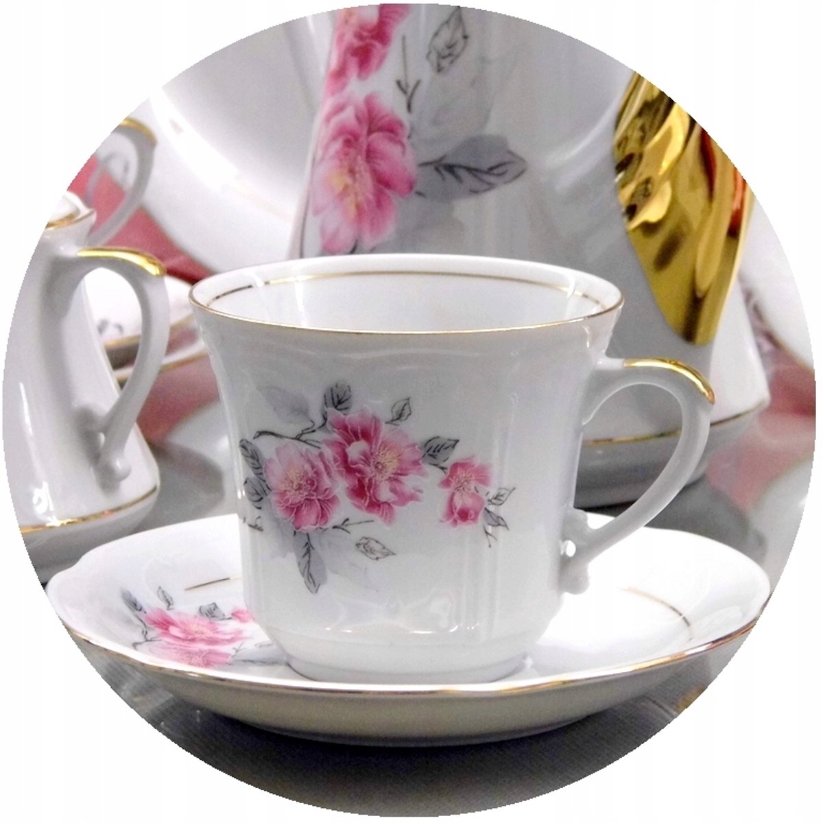 Servies Kamelia 30-delig voor 6 personen - Wit met gouden decoratie