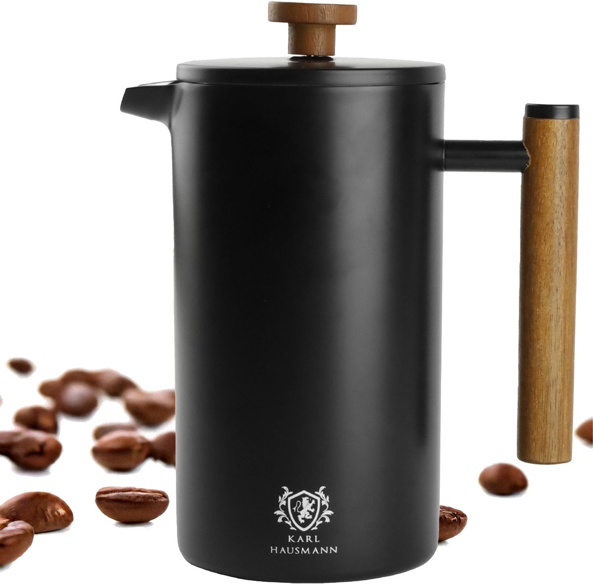 Karl Hausmann French Press Koffiezetter Zwart 1000ml - RVS