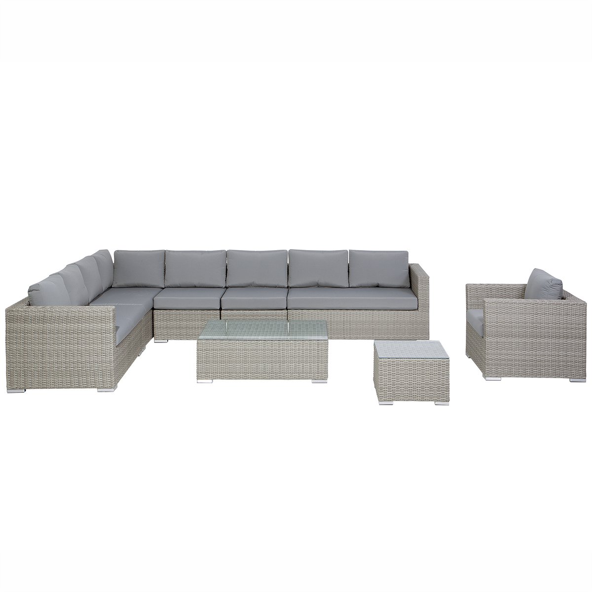Beliani XXL - Loungeset voor 8 - Lichtgrijs - PE rotan