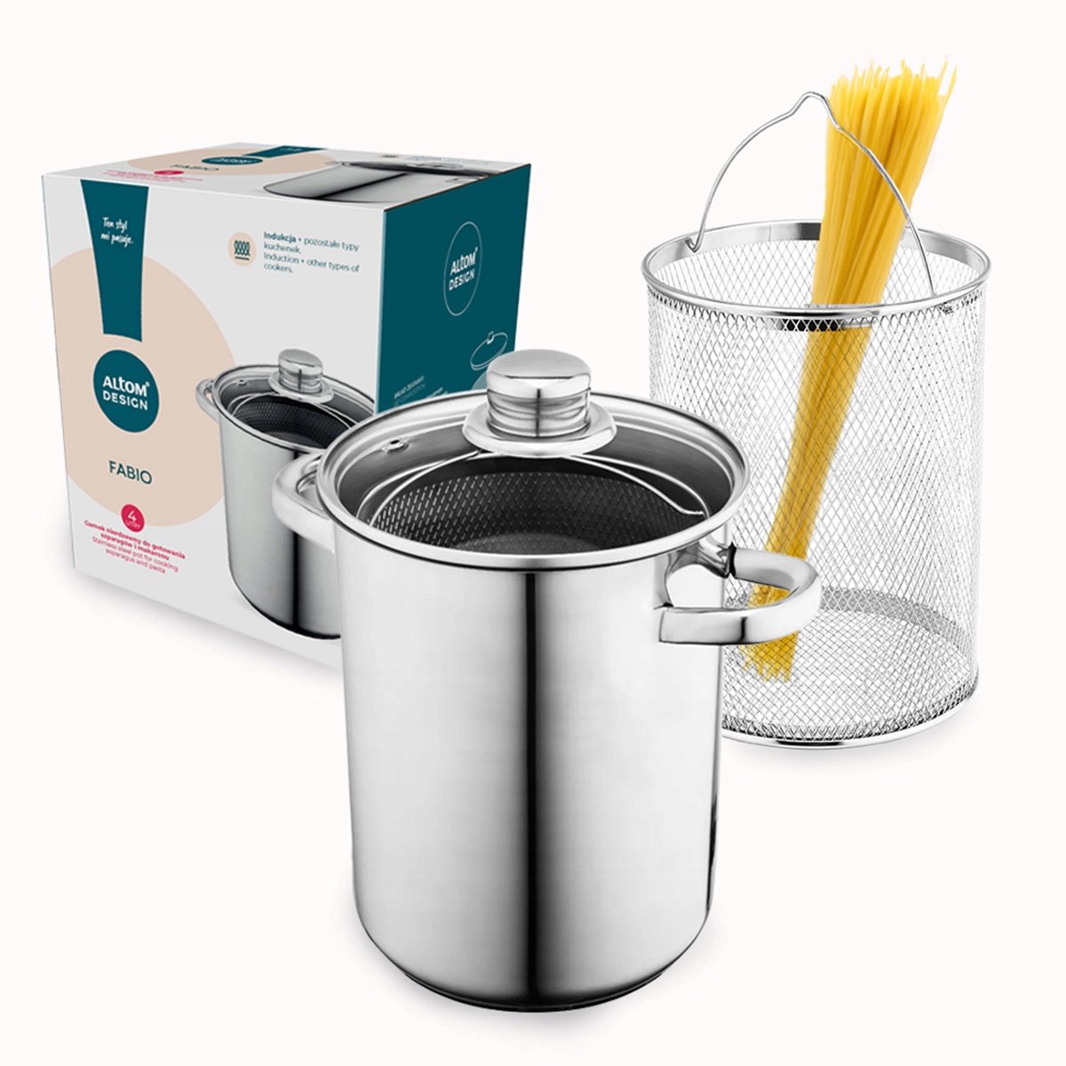 Altom Design Asperge- & Pastapot 4L - Roestvrij staal, Inductie
