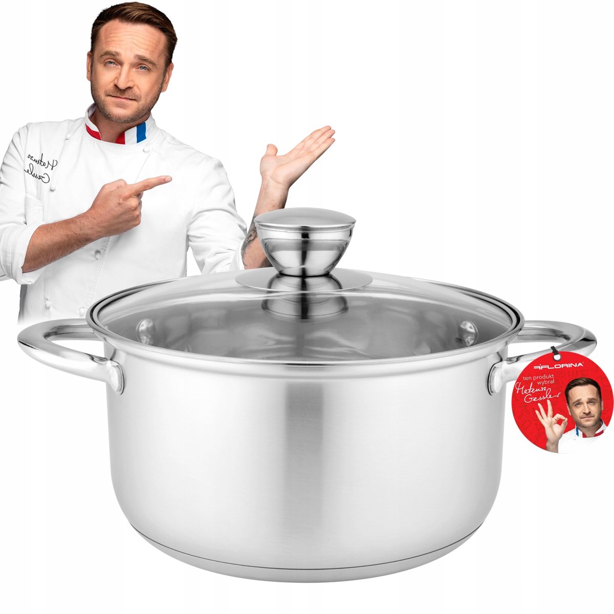 Florina Matteo RVS Pan met Deksel - 20cm, 3.6L - Inductie Geschikt