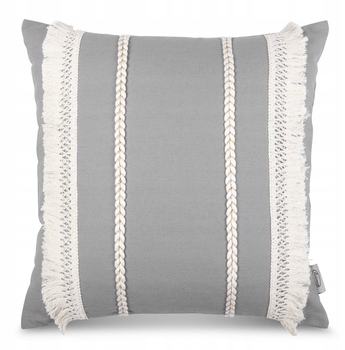 Boho Sierkussenhoes Grijs 45x45 cm met Franje
