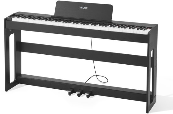 VEVOR Digitale Piano, 88 Toetsen Volledig Gewogen, Aanslaggevoelig, Elektrische Piano met Meubelstandaard, AC-adapter, Drievoudig Pedaal, Opnamefunctie, 280 Toetsen, Draadloze Verbinding, voor Beginners, Zwart