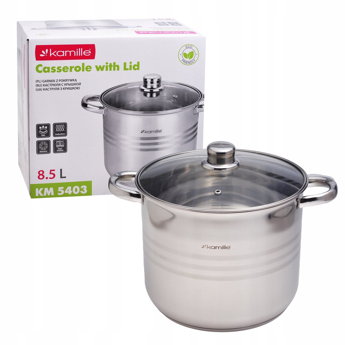 RVS Kookpan 8.5L 24cm met Deksel - Geschikt voor Inductie