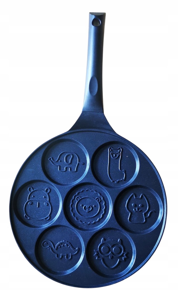 Smukee Pannenkoekenpan 26cm met Dierenfiguren - Zwart, Inductie