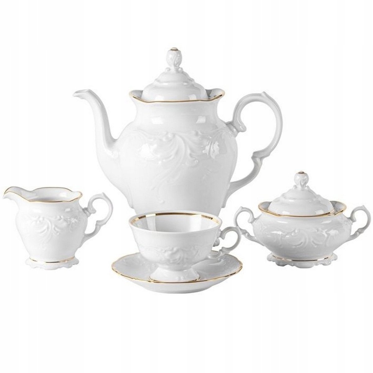 Porseleinen Koffieservies Fryderyka 3616 Goud 12 personen, 39 delen