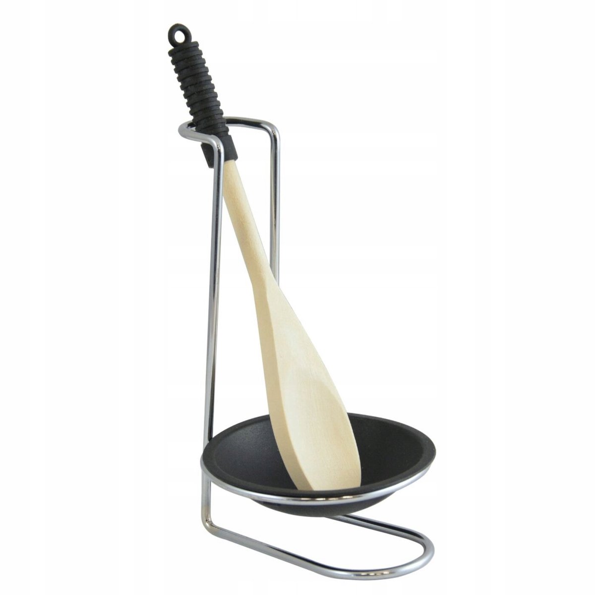 Houten Keukenlepel met Kunststof Handvat en Metalen Drip Stand