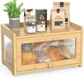 Boîte à Pain en Bois avec 2 Étages et Fenêtre Transparente - Boîte à Pain Idéale pour