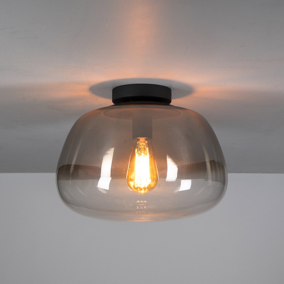 PS-Collection Plafondlamp Pulse Shaded - Smoke Grey Glas & Metaal - plafonniere, plafond lamp, plafondlamp industrieel, plafondlampen