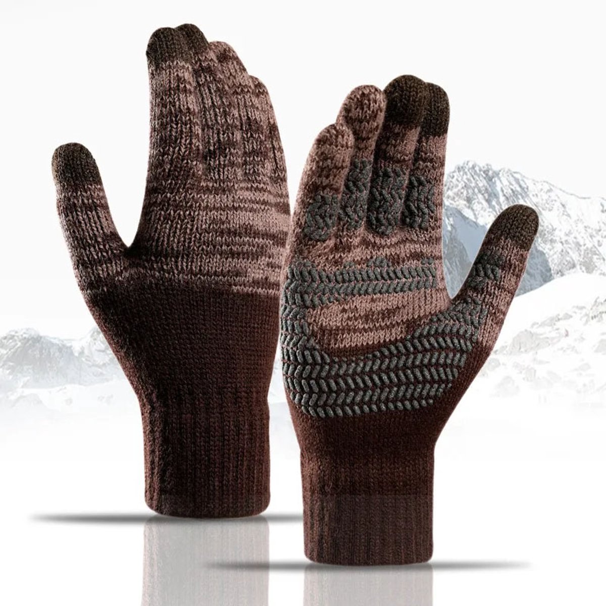 Grote maat herenhandschoenen gebreid – warme thermische handschoenen met touchscreen en antislip grip – zachte, elastische rijhandschoenen voor herfst, winter, koud weer en buiten