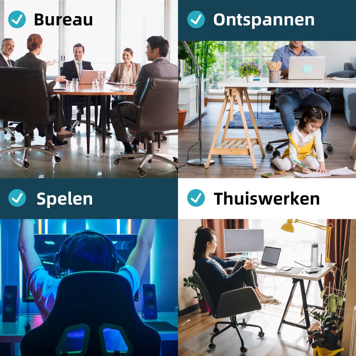 Afbeelding 2 van Zwenkwielen - gaming stoel wielen 11mm - 5 stuks - Superstil - Rubberen materiaal-Zwart