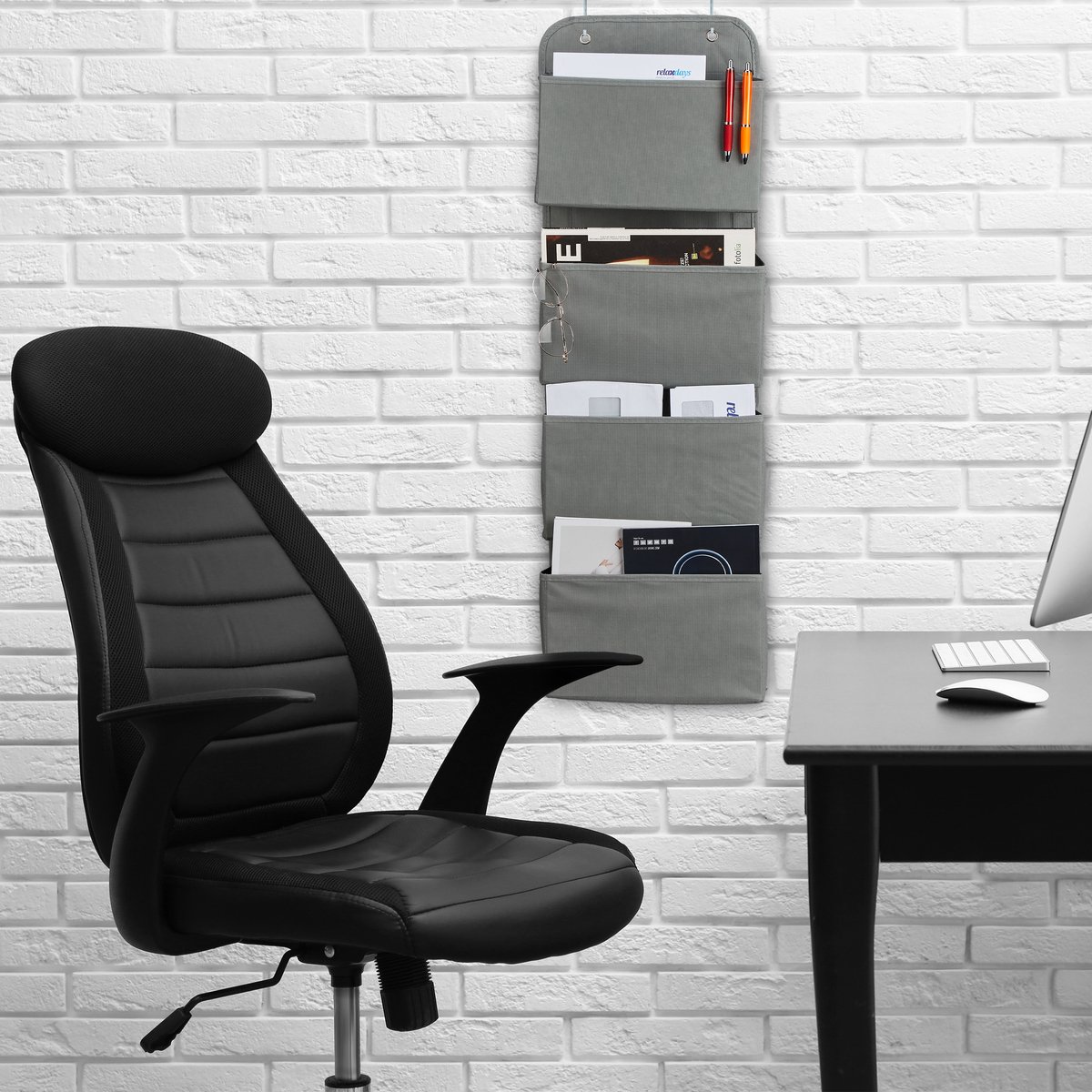 Hangplank aan de deur, zachte stoffen hangende organizer met 4 grote Hangplank aan de deur, zachte stoffen hangende organizer met 4 grote
