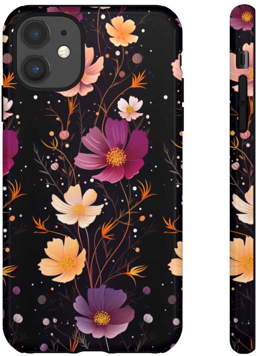 Elegant Bloemenpatroon met Cosmos – Telefoonhoesje Geschikt voor iPhone 11