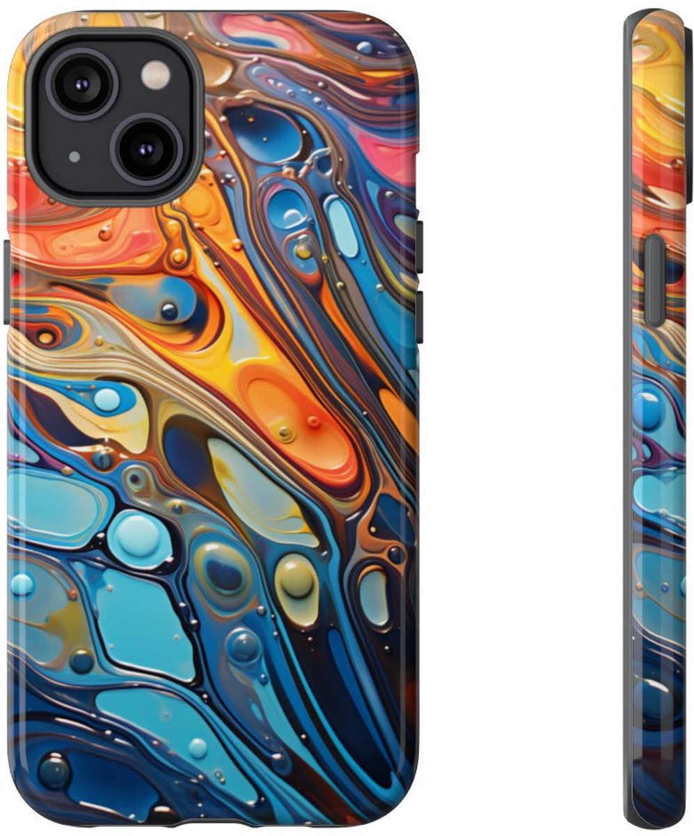 Levendige Abstracte Vloeistofgolven – Telefoonhoesje Geschikt voor iPhone 14 Plus