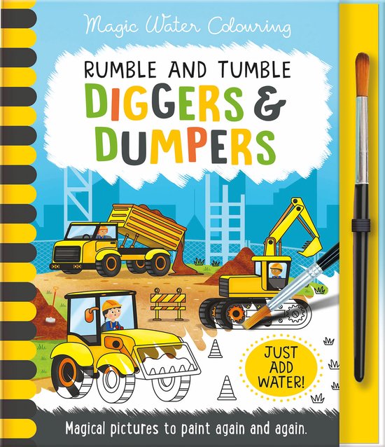 Magic Water Colouring- Rumble and Tumble - Diggers & Dumpers - cover