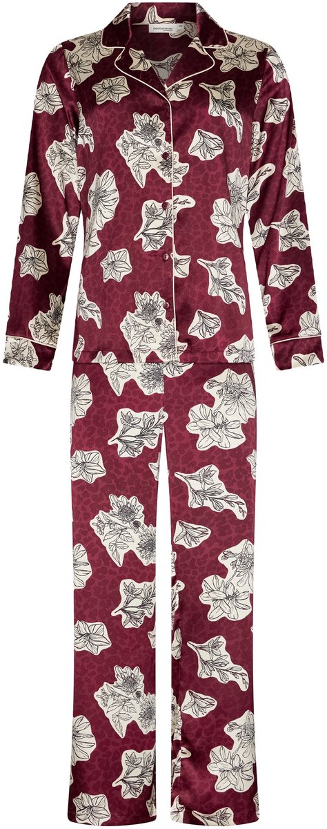 Pastunette Premium - Pyjama - Burgundy Dream - Satijn - Doorknoop - Maat 36