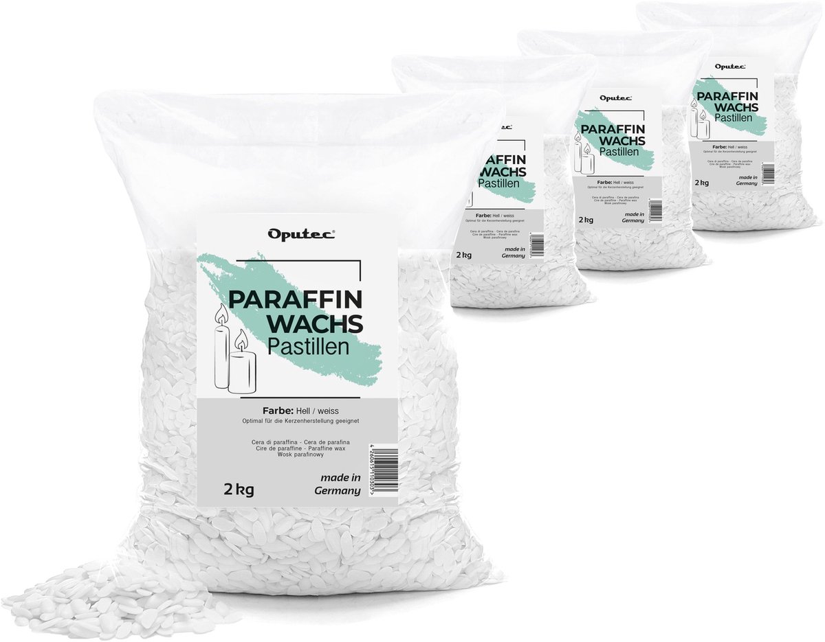 Oputec 8kg paraffinewas pastilles | kaarsenwas wit | gietwas | zelf kaarsen maken | smeltpunt 55–59°C | made in Germany