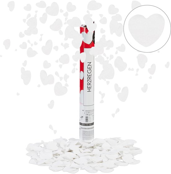 relaxdays 5x canon à confettis grand - popper de fête coeur - tireur de confettis - mariage